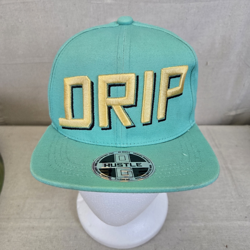 Kids Hustle “DRIP” Snapback Hat – Teal & Yellow Embroidery – Adjustable